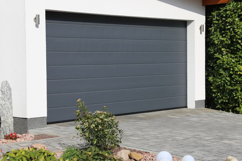 Steel door with long flush panels