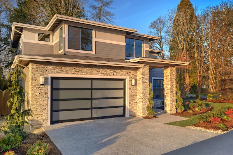 Modern Glass Panel Garage Door